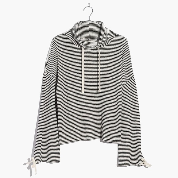 Madewell Funnelneck Tie-Sleeve Sweatshirt in Stripe - Picture 2 of 7